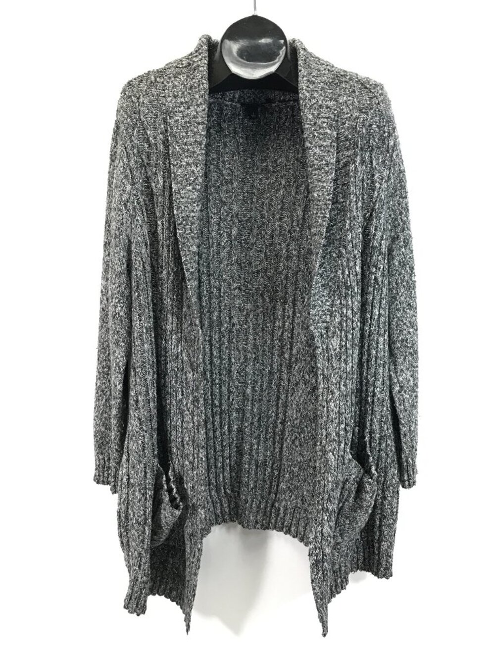Torrid Ribbed Knit Open Front Cardigan Women's Plus Size 1/1X Marled Pockets